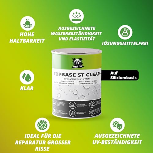 TopBase ST Clear – Skaidrus Silikoninis Hermetikas Stiklui ir Latakams Kasetėje, 0.18-0.4 kg