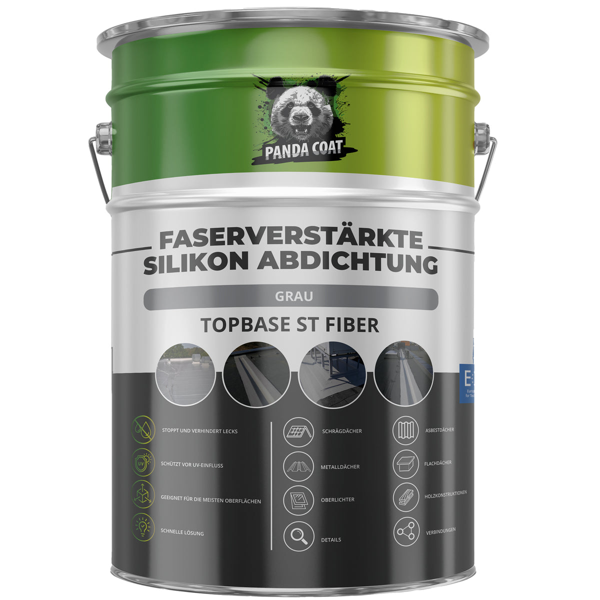 TopBase ST Fiber – Silicone Waterproofing Coating with Glass Fibre, Grey/White, 1-4.7 kg