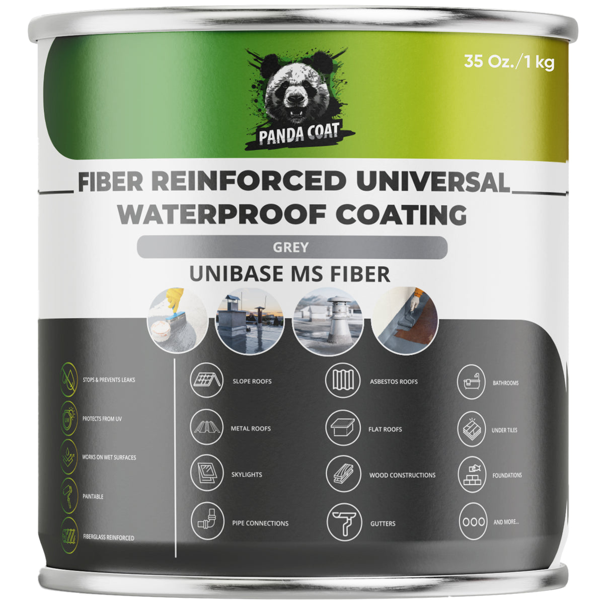 UniBase MS Fiber – Glasfaserverstärkte Flüssigabdichtung, Grau, 1kg/5,67kg