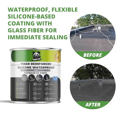 TopBase ST Fiber – Silicone Waterproofing Coating with Glass Fibre, Grey/White, 1-4.7 kg