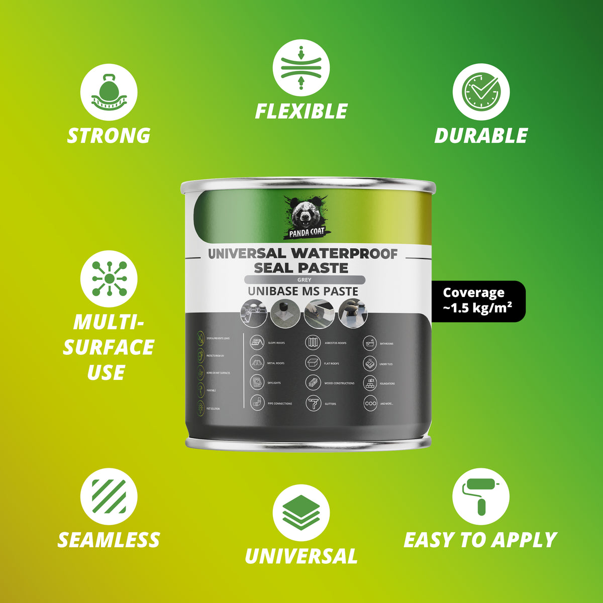 UniBase MS Paste – Thick Waterproofing Paste, Grey, 0.75 kg